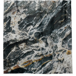 Witte en zwarte rotsformatie douchegordijn