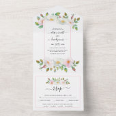 Witte en zwarte roze wilde rozen florale bruiloft all in one uitnodiging (Binnen)