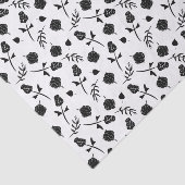 witte en zwarte Rozen Rosebud Floral Print Tissuepapier (Detail)