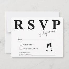 Witte en zwarte RSVP-kaart RSVP Kaartje