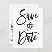 Witte en zwarte Save The Date-ansichtkaarten Aankondigingskaart (Voorkant / Achterkant)