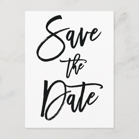 Witte en zwarte Save The Date-ansichtkaarten Aankondigingskaart (Voorkant)