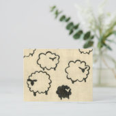 Witte en zwarte schapen op de achtergrond van Crea Briefkaart (Staand voorkant)