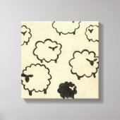 Witte en zwarte schapen op de achtergrond van Crea Canvas Afdruk (Voorkant)