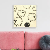 Witte en zwarte schapen op de achtergrond van Crea Canvas Afdruk (Insitu (Woonkamer))