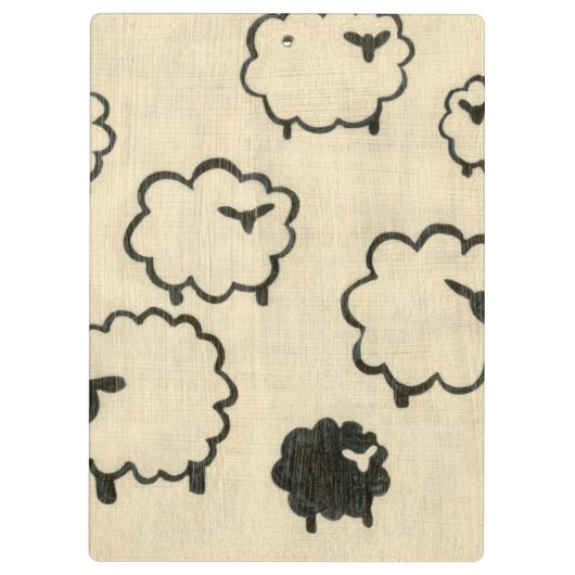 Witte en zwarte schapen op de achtergrond van Crea Klembord (Achterkant)