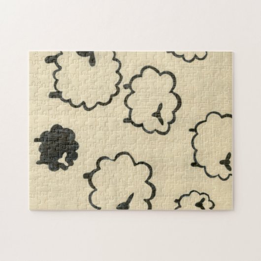 Witte en zwarte schapen op de achtergrond van Crea Legpuzzel (Horizontaal)