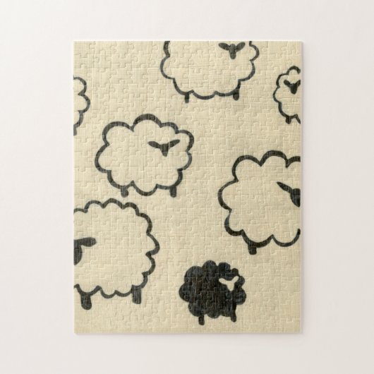 Witte en zwarte schapen op de achtergrond van Crea Legpuzzel (Verticaal)