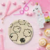 Witte en zwarte schapen op de achtergrond van Crea Papieren Bordje (Feest)