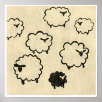 Witte en zwarte schapen op de achtergrond van Crea