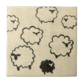 Witte en zwarte schapen op de achtergrond van Crea Tegeltje (Voorkant)