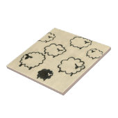 Witte en zwarte schapen op de achtergrond van Crea Tegeltje (Zijkant)