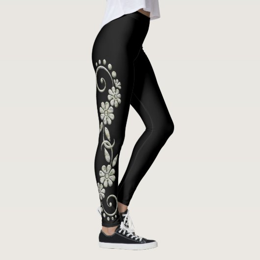 Witte en zwarte sierlijke Leggings (Rechts)