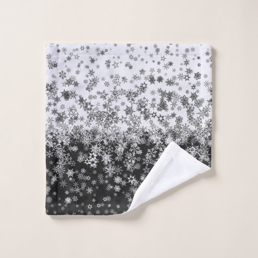 Witte en zwarte sneeuwvlokken bad handdoek (Wasdoekje)