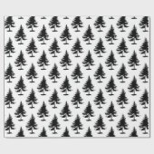 Witte en zwarte sparren cadeaupapier (Vlak)