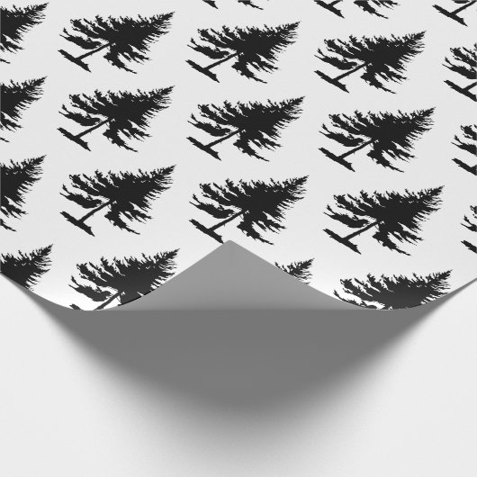 Witte en zwarte sparren cadeaupapier (Hoek)
