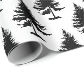 Witte en zwarte sparren cadeaupapier (Rol Hoek)