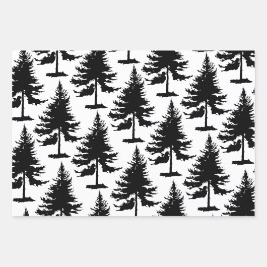 Witte en zwarte sparren inpakpapier vel (Voorkant)