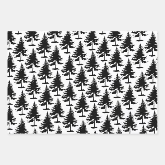 Witte en zwarte sparren inpakpapier vel (Voorkant 3)