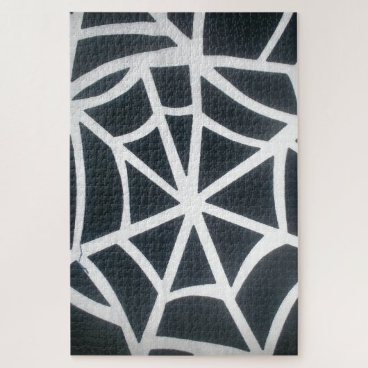 Witte en zwarte spinrag van zijde legpuzzel (Verticaal)