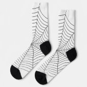 Witte en zwarte spinweb Halloween patroon Sokken (Links)