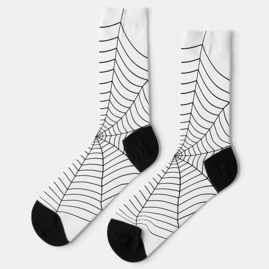Witte en zwarte spinweb Halloween patroon Sokken (Links)