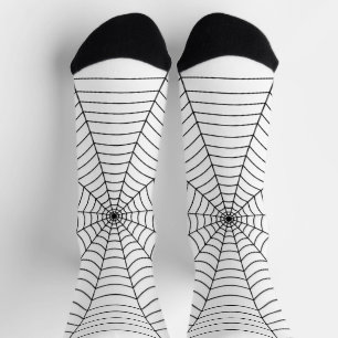 Witte en zwarte spinweb Halloween patroon Sokken
