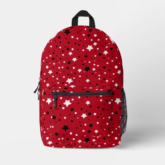 Witte en zwarte sterren op rood bedrukte rugzak (Voorkant)