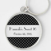 Witte en zwarte stippen, gedopt, gezoet 16 sleutelhanger (Voorkant)