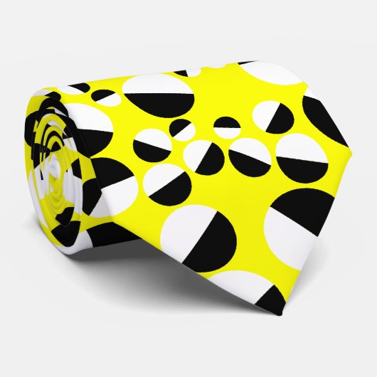 Witte en zwarte Stippen op geel Stropdas (Opgerold)