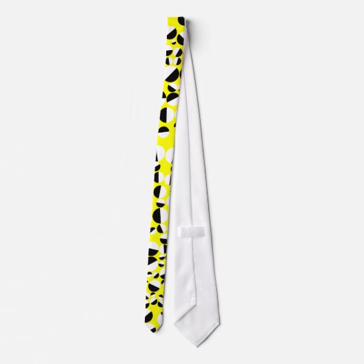 Witte en zwarte Stippen op geel Stropdas (Achterkant)