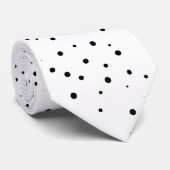 Witte en zwarte Stippen Stropdas (Opgerold)