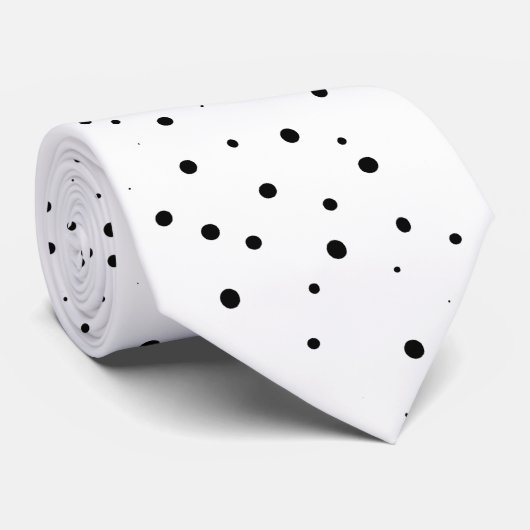 Witte en zwarte Stippen Stropdas (Opgerold)
