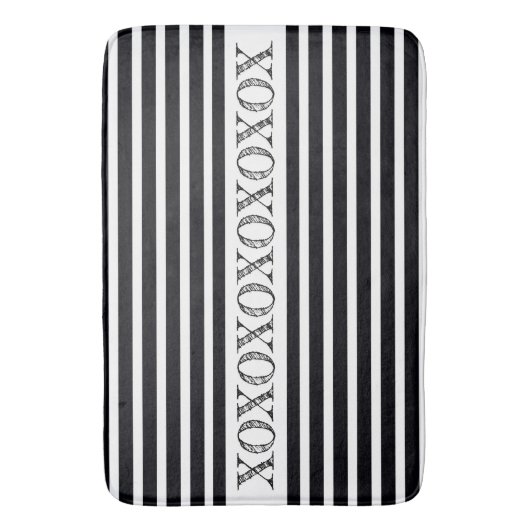 Witte en zwarte streep badmat (Voorkant Verticaal)