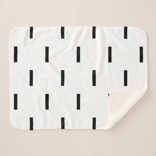 Witte en zwarte streepjes sherpa deken (Voorkant (horizontaal))