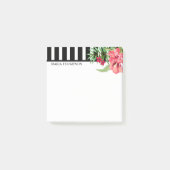 Witte en zwarte strepen en exotische bloemen post-it® notes (Voorkant)
