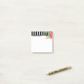 Witte en zwarte strepen en exotische bloemen post-it® notes (Op bureau)