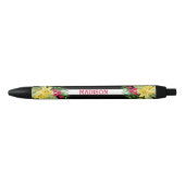 Witte en zwarte strepen Hibiscus Inkt Pen (Voorkant)