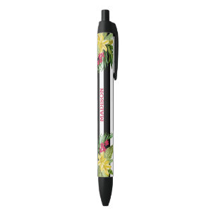 Witte en zwarte strepen Hibiscus Inkt Pen