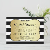 Witte en zwarte strepen met Gold Foil Vrijgezellen Kaart (Staand voorkant)