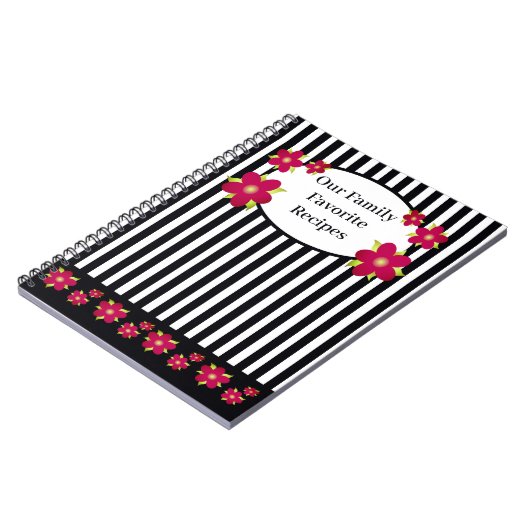 Witte en zwarte stripe leuke meisjes notitieboek (Linkerzijde)