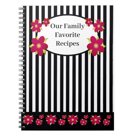 Witte en zwarte stripe leuke meisjes notitieboek (Voorkant)