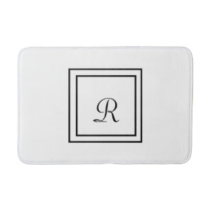 Witte en zwarte stripes Monogram Bath Mat
