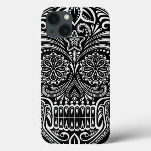 Witte en zwarte suikerschedel iPhone 13 hoesje
