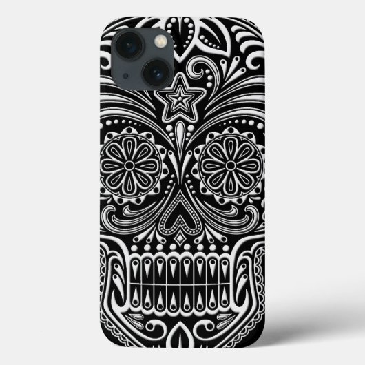 Witte en zwarte suikerschedel Case-Mate iPhone case (Achterkant)
