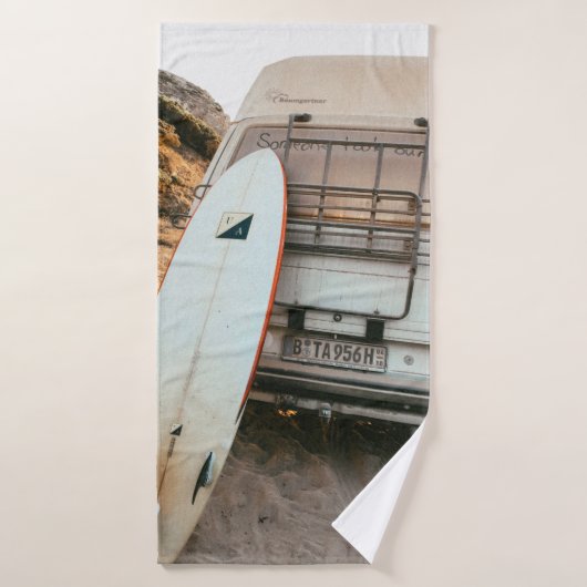 Witte en zwarte surfplank badhanddoek (Badhanddoek)