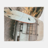 Witte en zwarte surfplank fleece deken (Voorkant (Horizontaal))