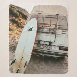 Witte en zwarte surfplank sherpa deken