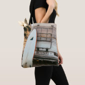 Witte en zwarte surfplank tote bag (Dichtbij)