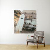 Witte en zwarte surfplank wandkleed (In situ)